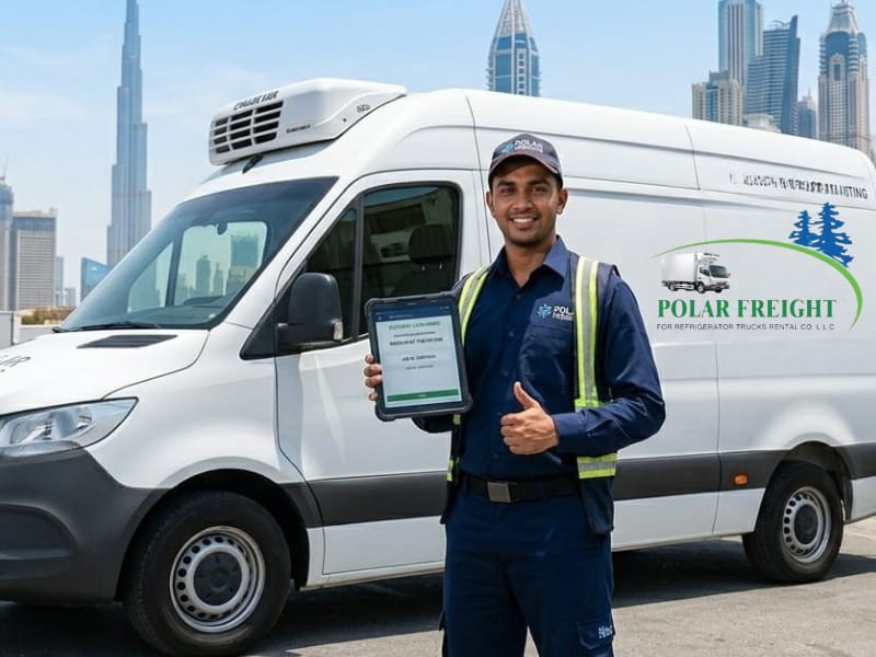 Polar Freights 3 ton refrigerated truck for cold transportation in UAE.