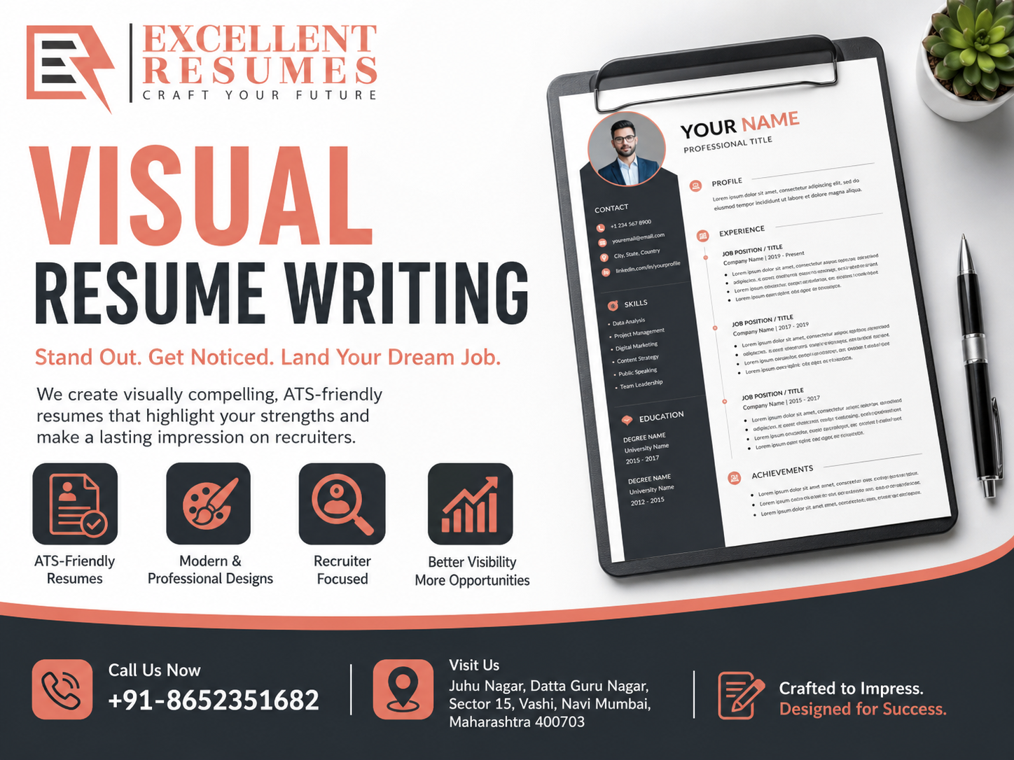 Visual resume writing