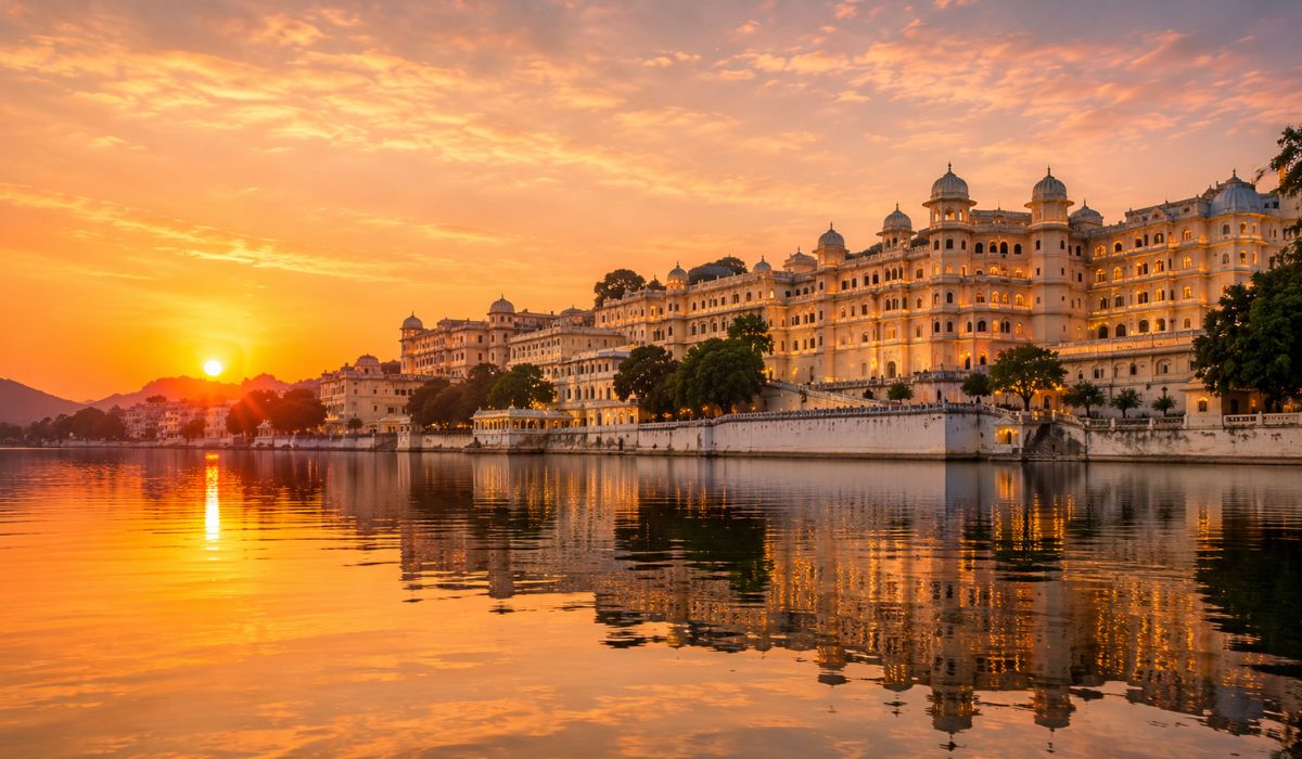 Lake Pichola with City Palace Udaipur reflected at sunset How to Plan a Rajasthan Trip: Jaipur & Udaipur