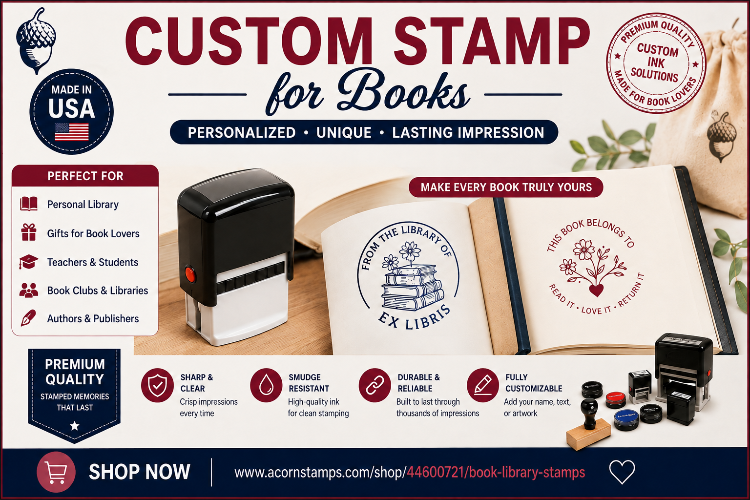 custom stamp for books