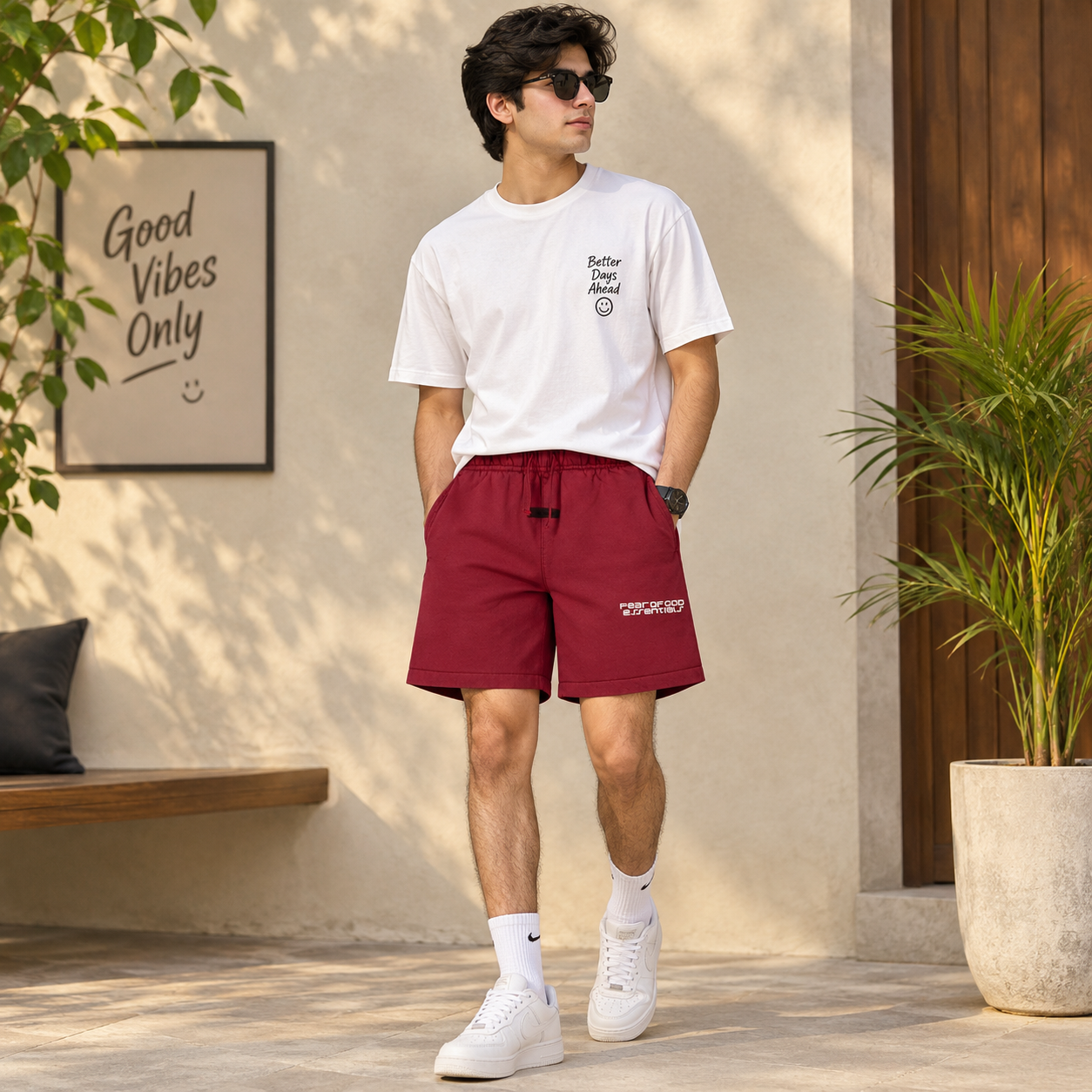 Pantalones Cortos Essentials Para Niños Color Carmesí