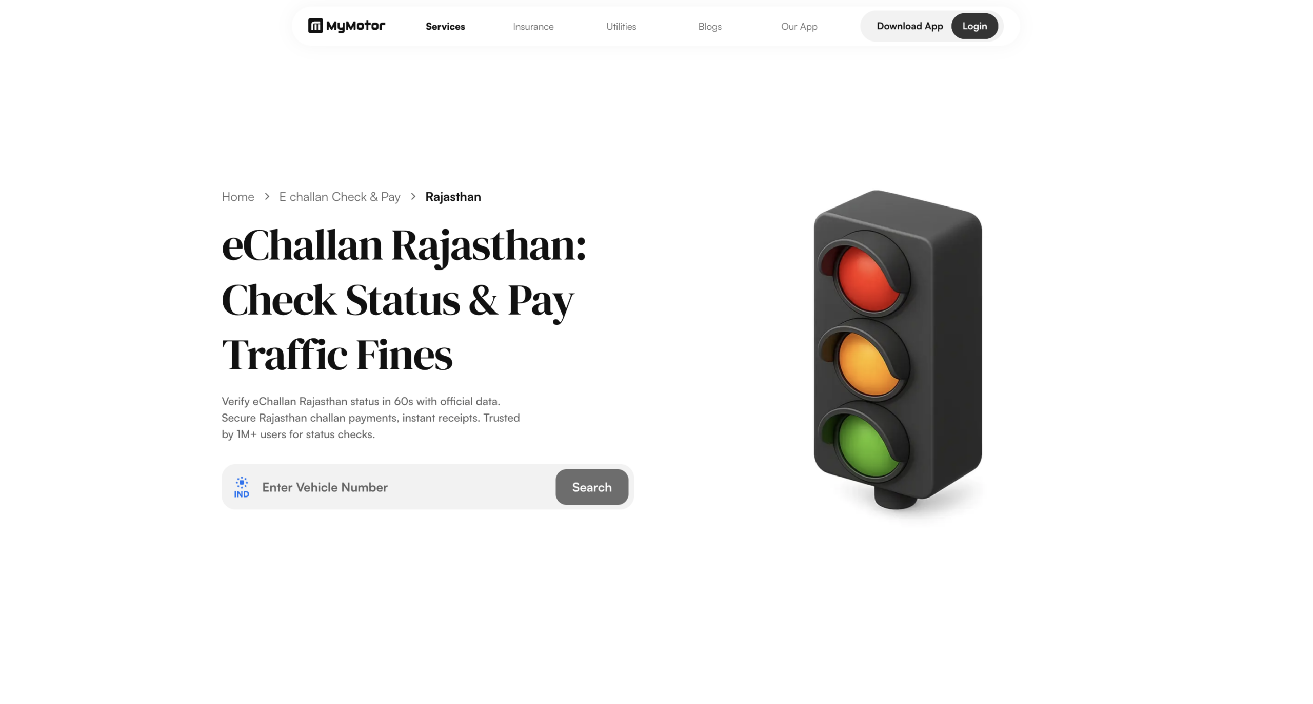 check echallan rajasthan on MyMotor
